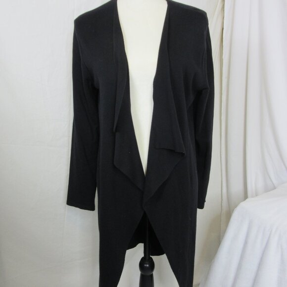 Vince Camuto Cardigan Open Front Drape Black Shawl Collar Size Medium - Picture 1 of 7